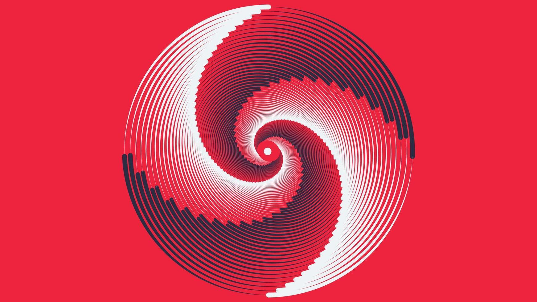 Abstract round vortex style spinning urgency red color contrast background. vector