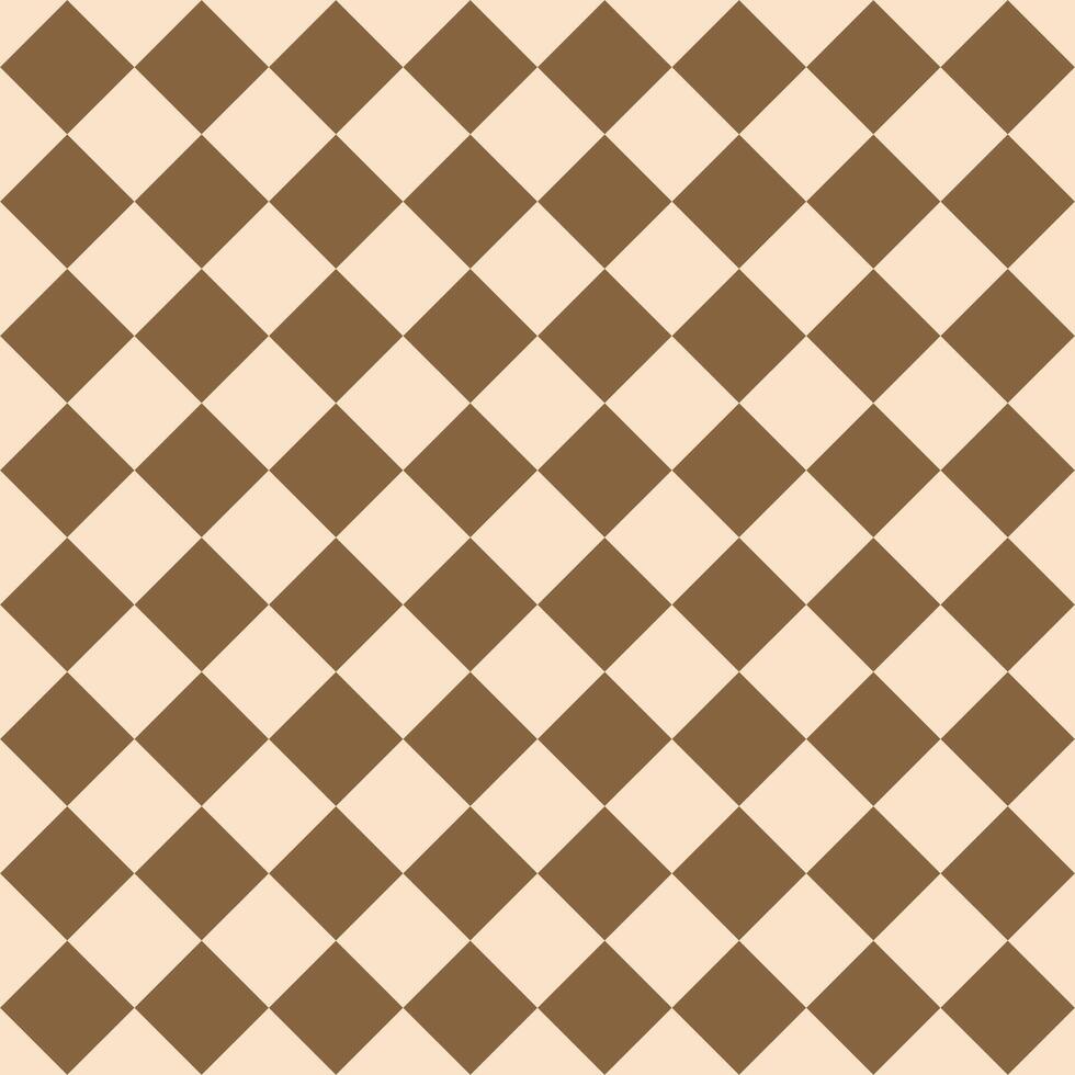 Geometric chess seamless pattern. Beige diamonds on a brown background. vector
