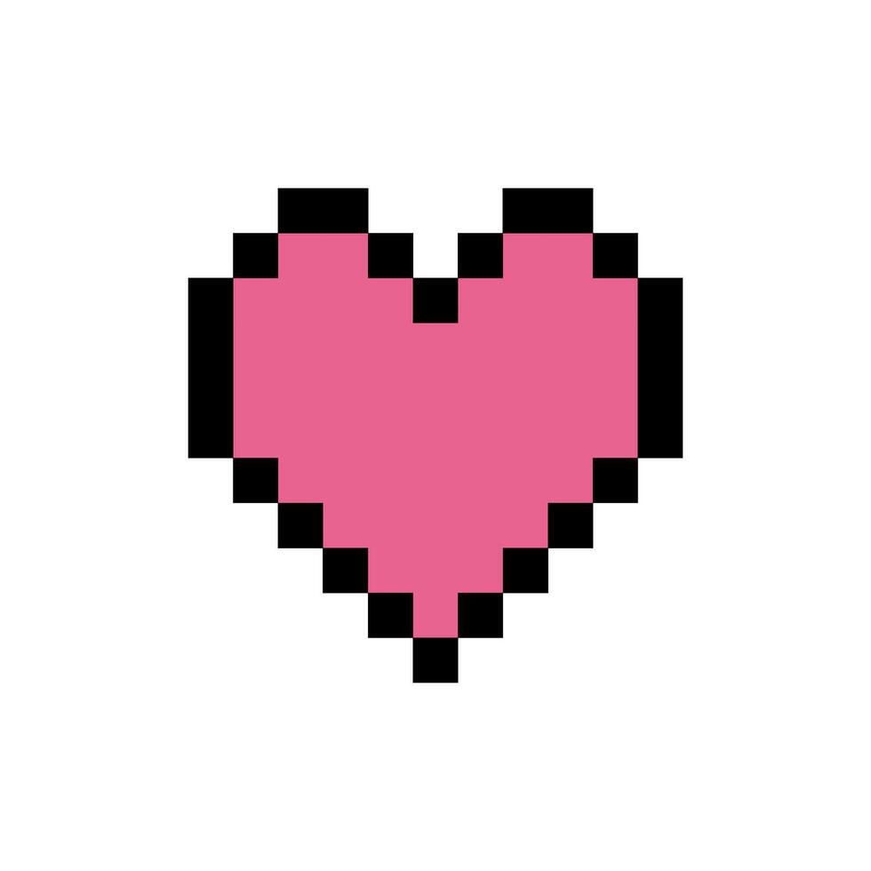Pink heart pixel art. Isolated illustration for your design vector