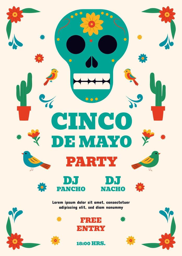 Flat vertical poster template for cinco de mayo celebration vector