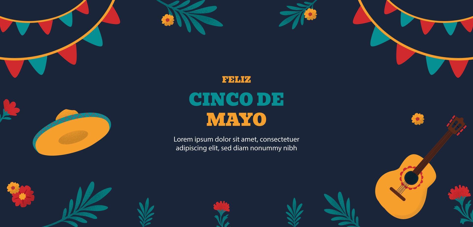 Hand drawn horizontal banner template for cinco de mayo celebration vector