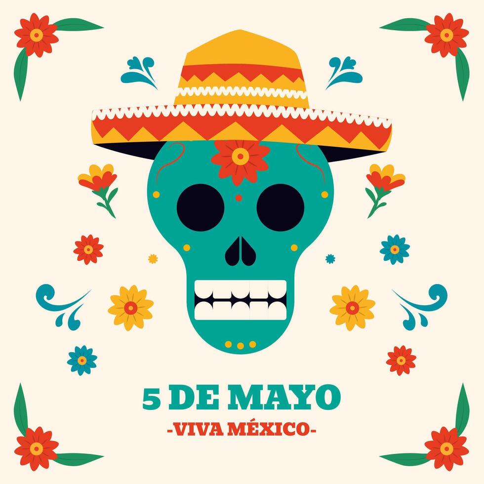 Flat cinco de mayo illustration vector