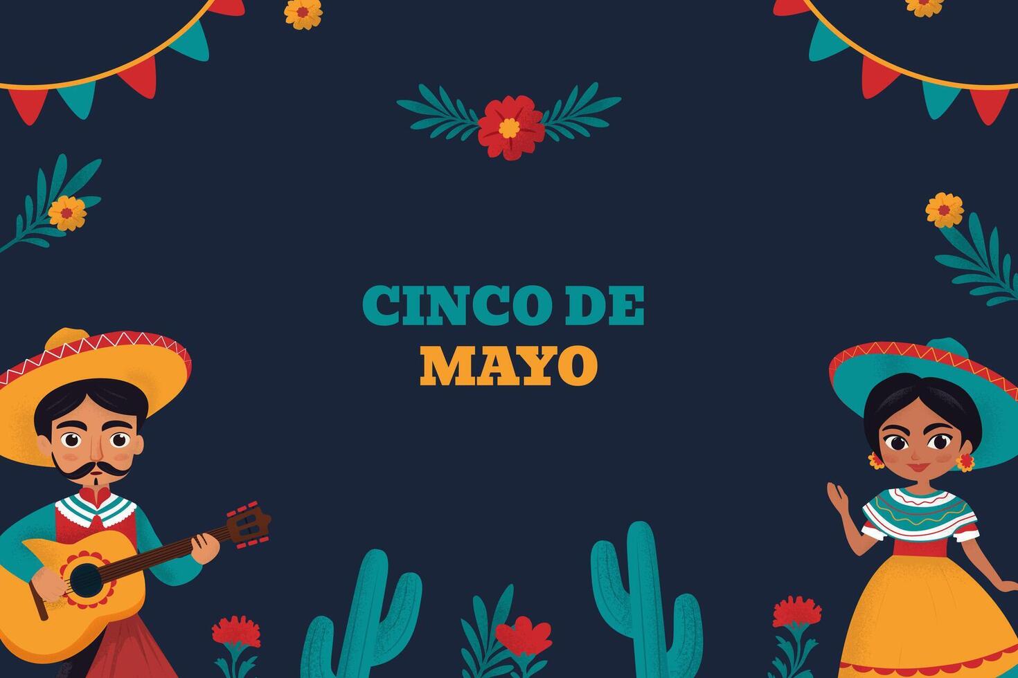 Hand drawn background for cinco de mayo celebration vector