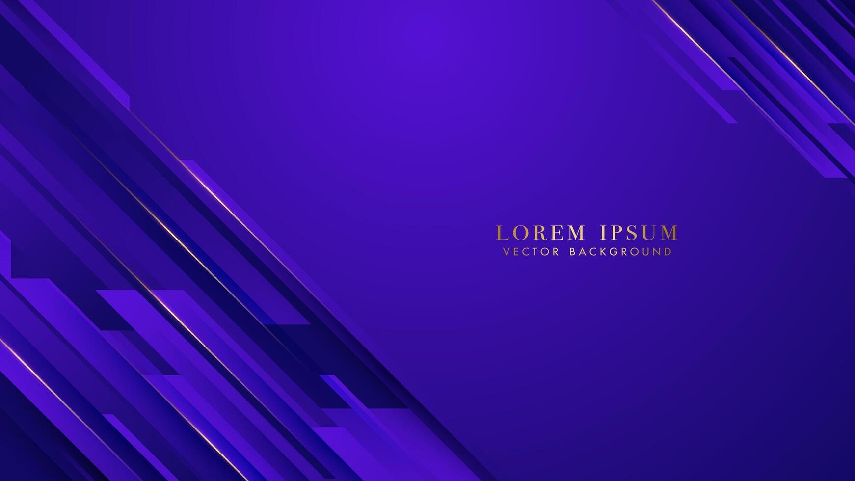 Slanted purple geometric shapes with shiny golden lines decoration. Elegant style design vector