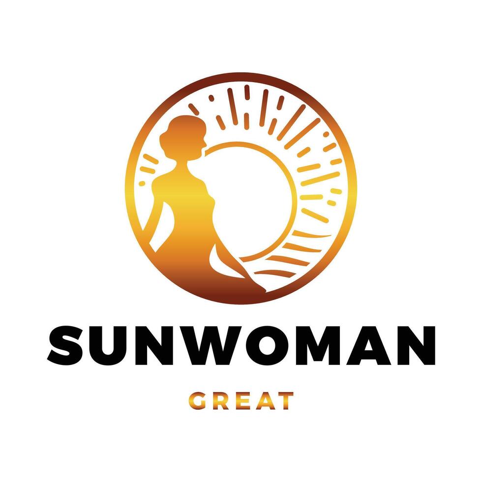 Sun Woman Icon Logo Design Template vector