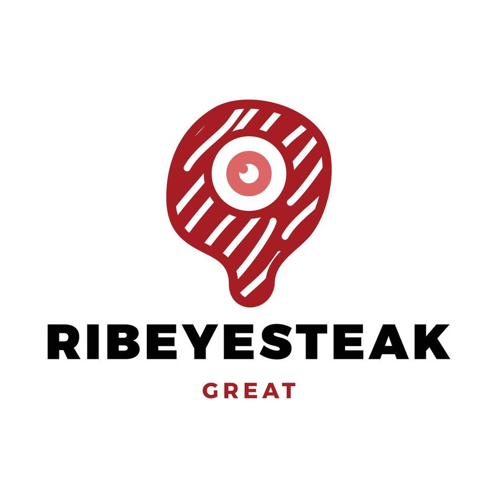 Ribeye Steak Icon Logo Design Template vector