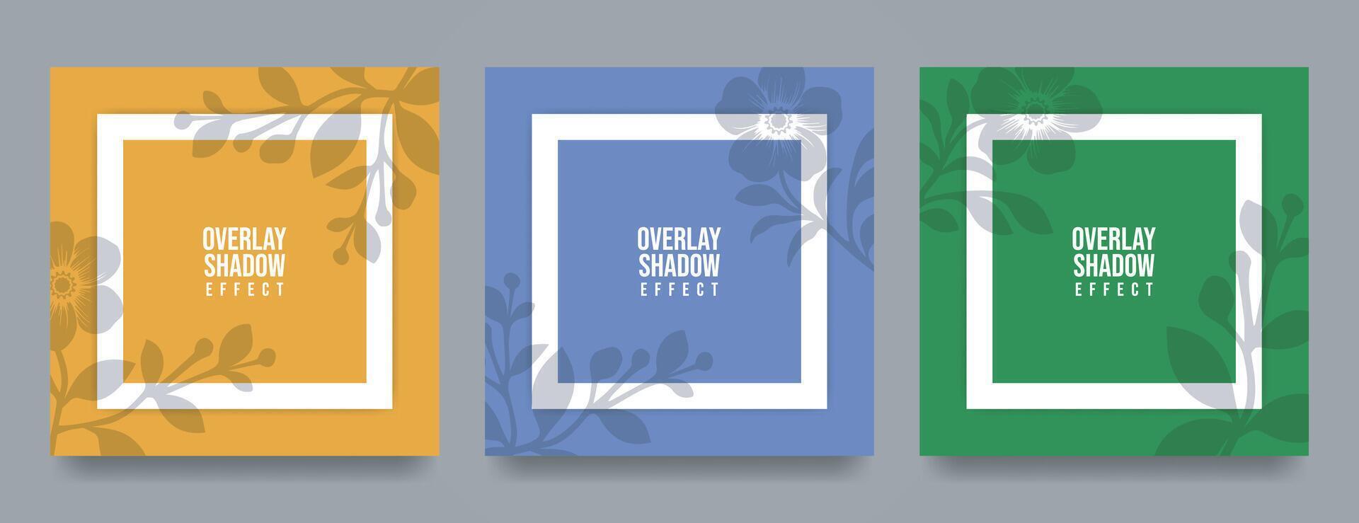 Square Paper Mockup with realistic shadows overlays leaves. Shadow Of A Tropical Plant. Template Flyer, Poster, blank, social media post, logo template in a trendy style. vector