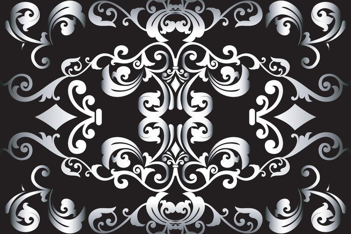 Seamless black and white kaleidoscope gradient floral art pattern of batik woven ethnic ornament for background sticker wallpaper advertising or clothing. Illustration. vector