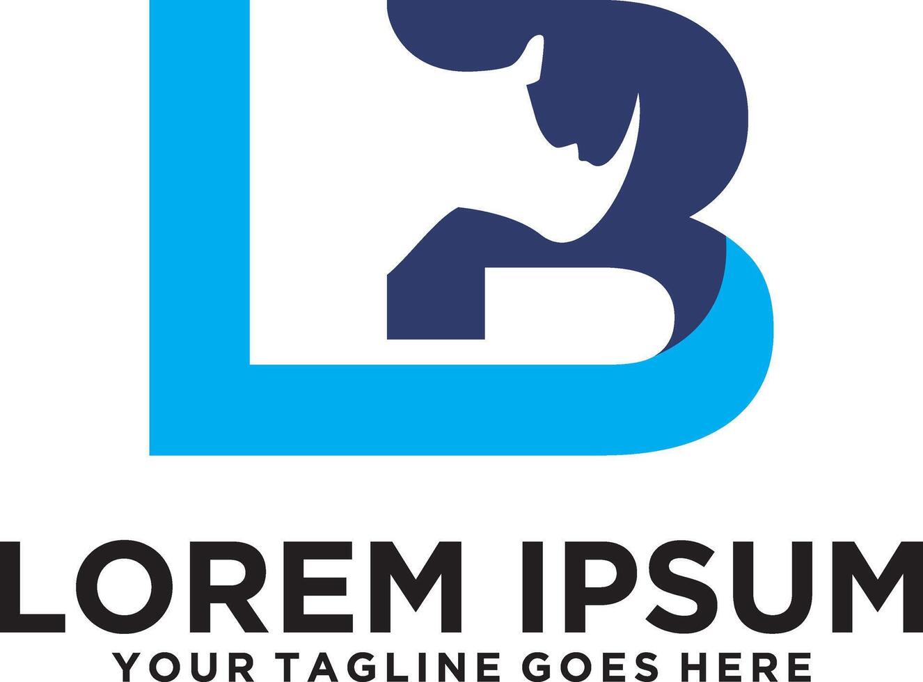 Rhino on letter LB logo vector