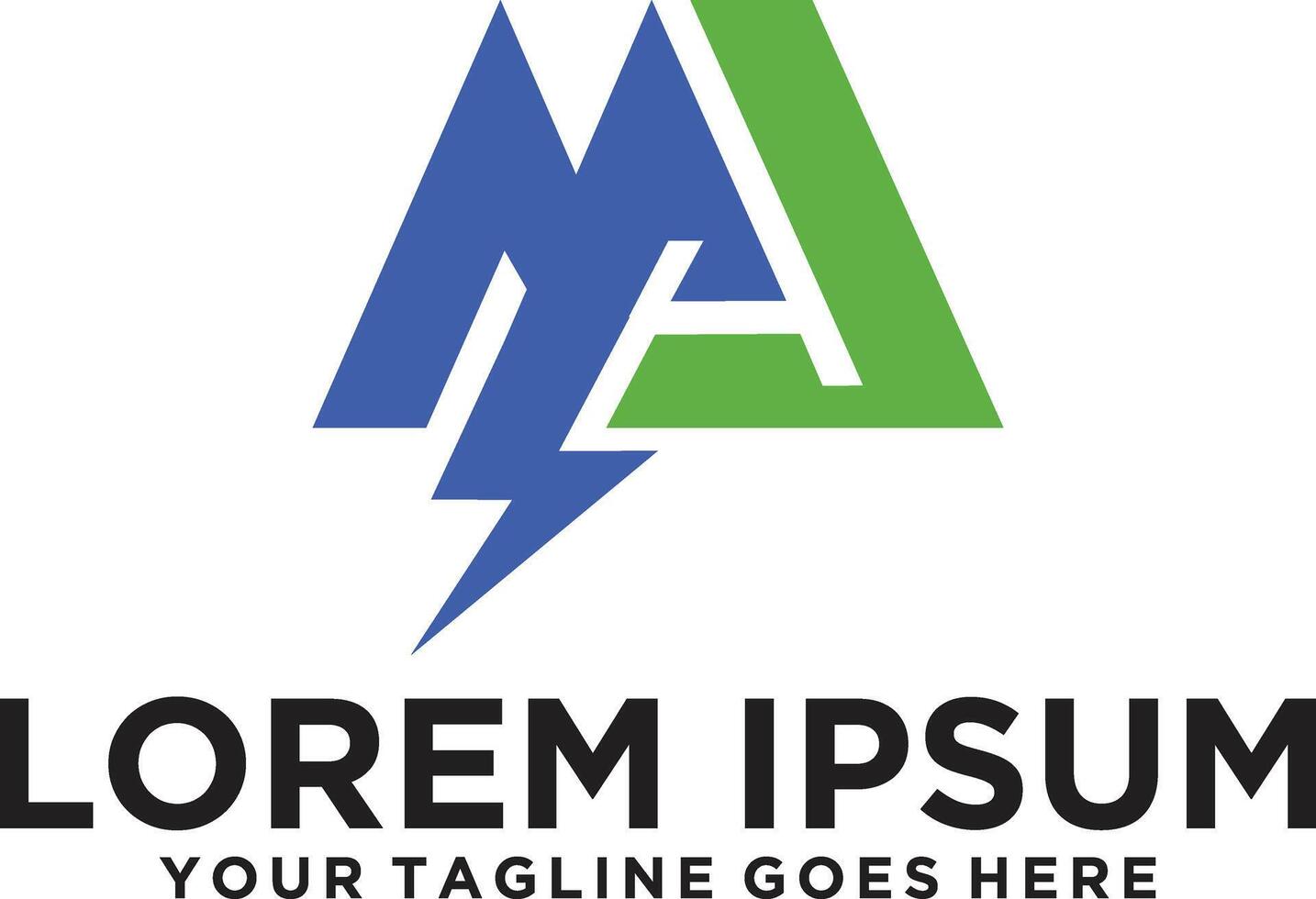 MA letter Lightning energy logo vector