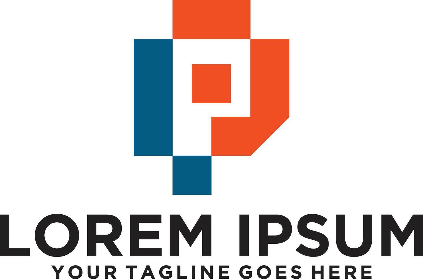 Letter P pixels logo idea vector