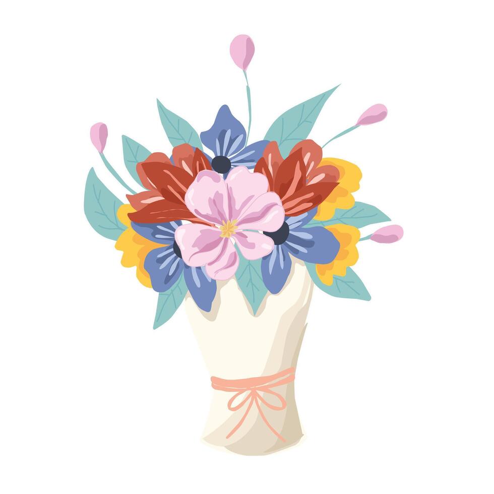 Beautiful Anemone Wedding Bouquet Illustration vector