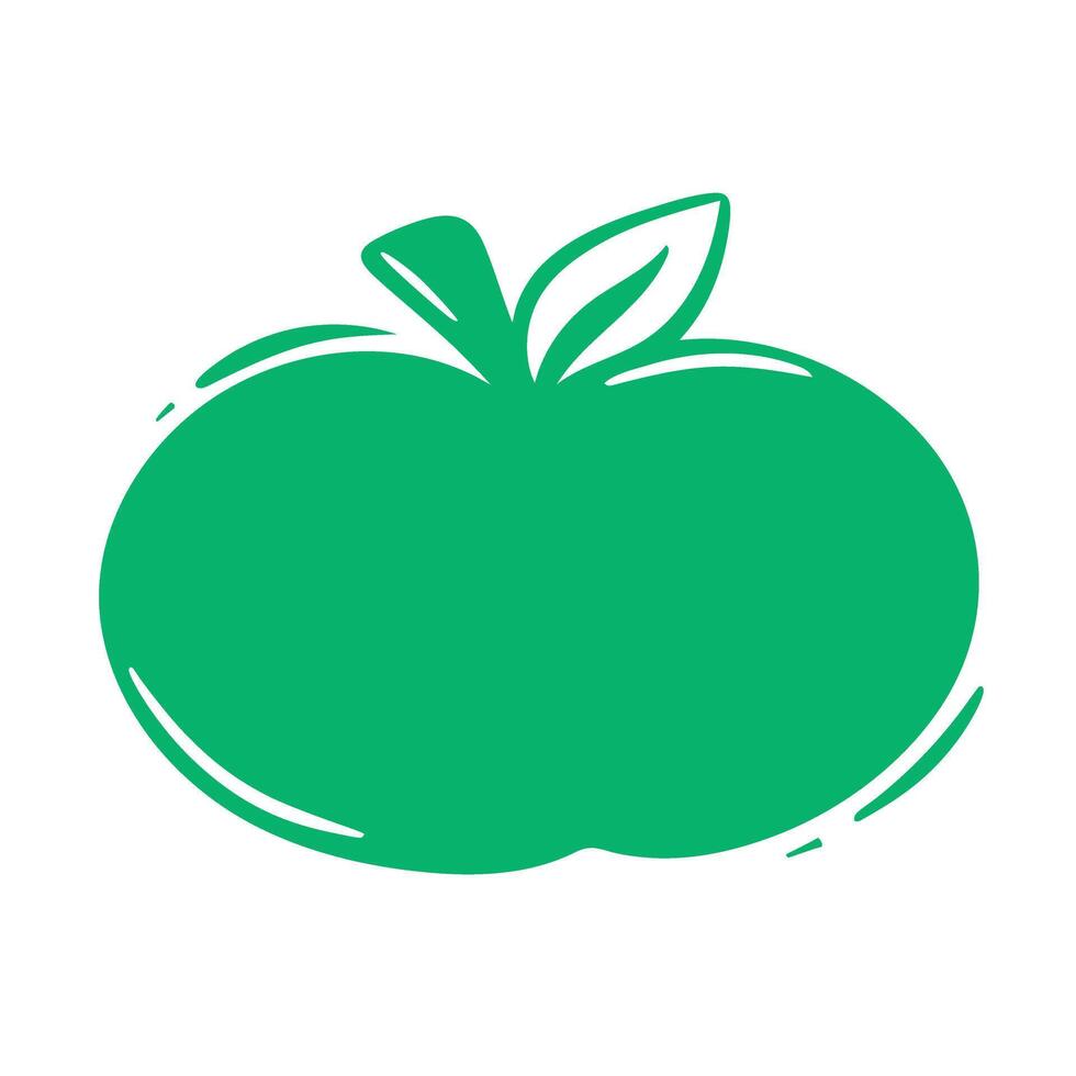 Blank green apple shaped sticker with leaf clip art vector