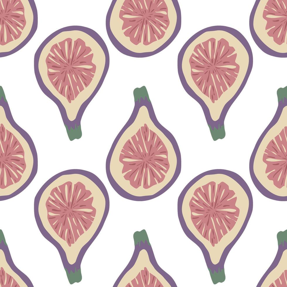 Fig halves seamless pattern, graphics vector