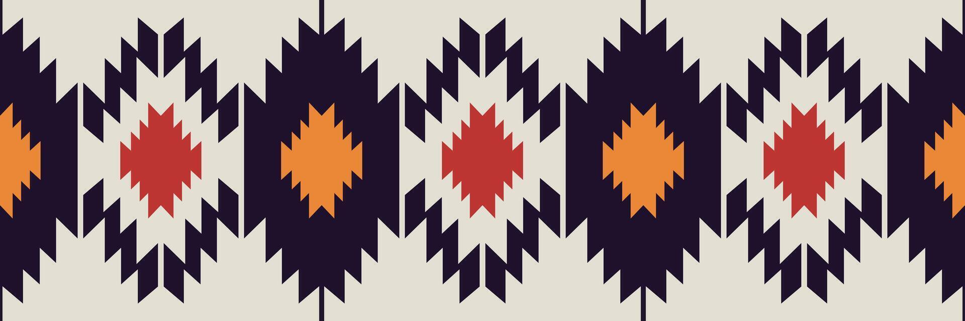 Aztec southwest colorful border pattern. Colorful native American southwestern geometric runner rug seamless pattern. Ethnic pattern use for textile border, table runner, tablecloth, floor rug. vector
