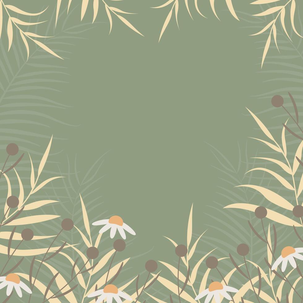 summer background with floral border vector
