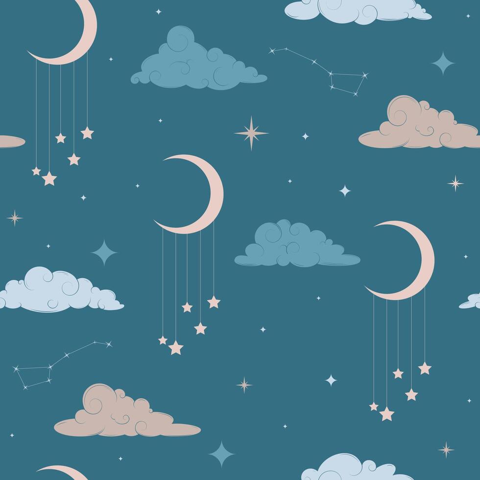 good night pattern vector