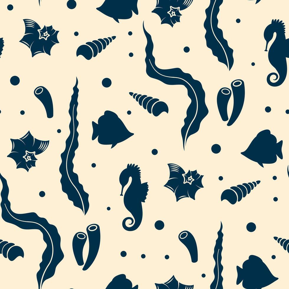 marine seamless pattern vector
