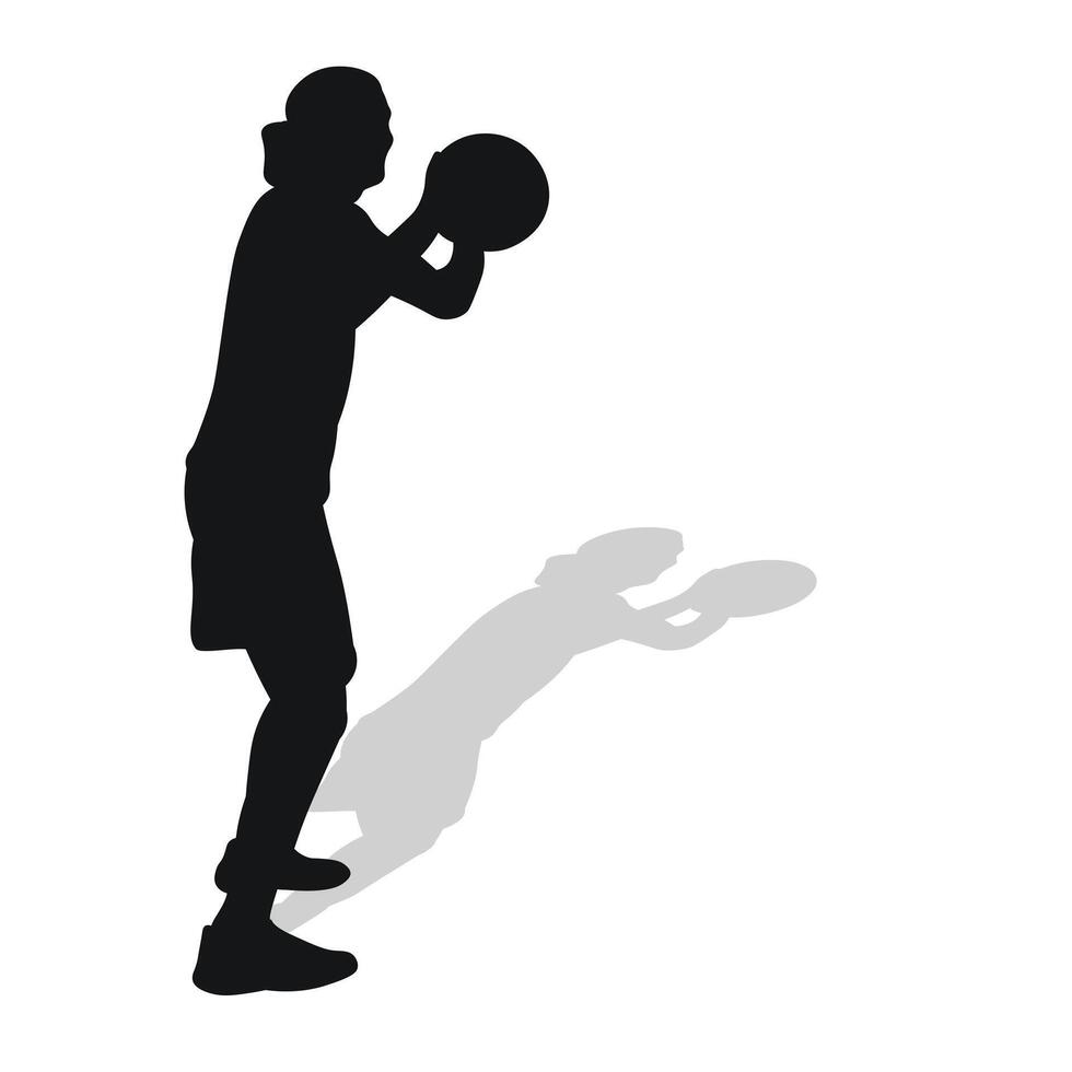 imagen de negro hembra silueta de baloncesto jugador en un pelota juego. vector