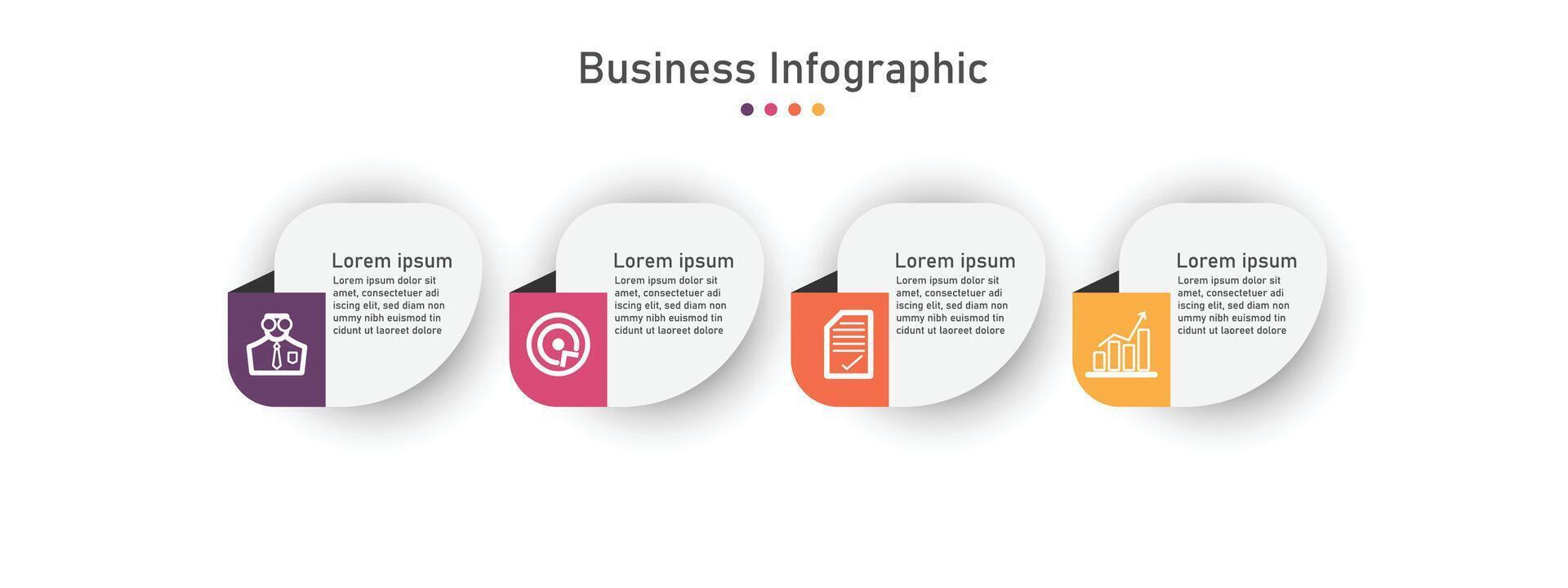 Infographic template for business information presentation. square and icon elements. Modern workflow diagrams. Report plan 4 topics vector