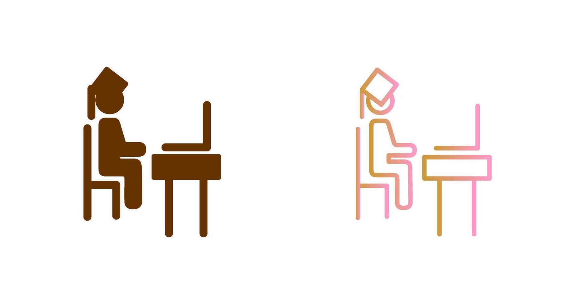 Student Using Laptop Icon Design vector