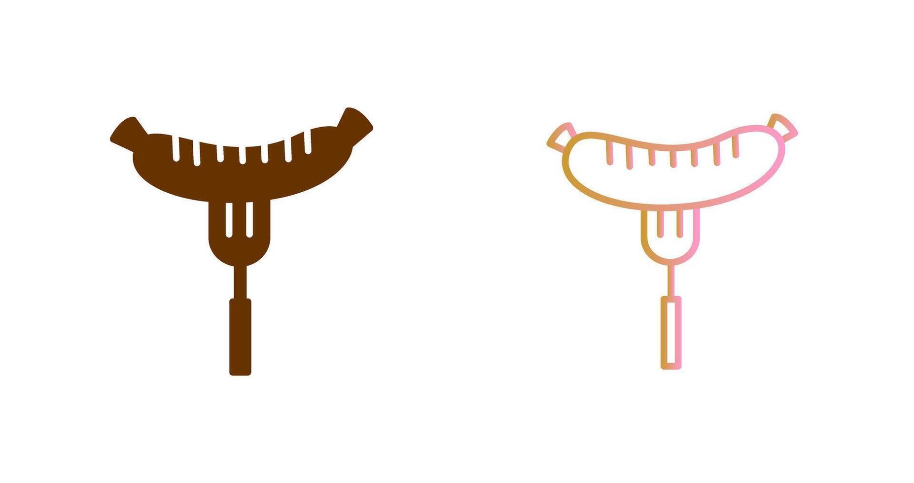 Sausage on Fork Icon Design vector