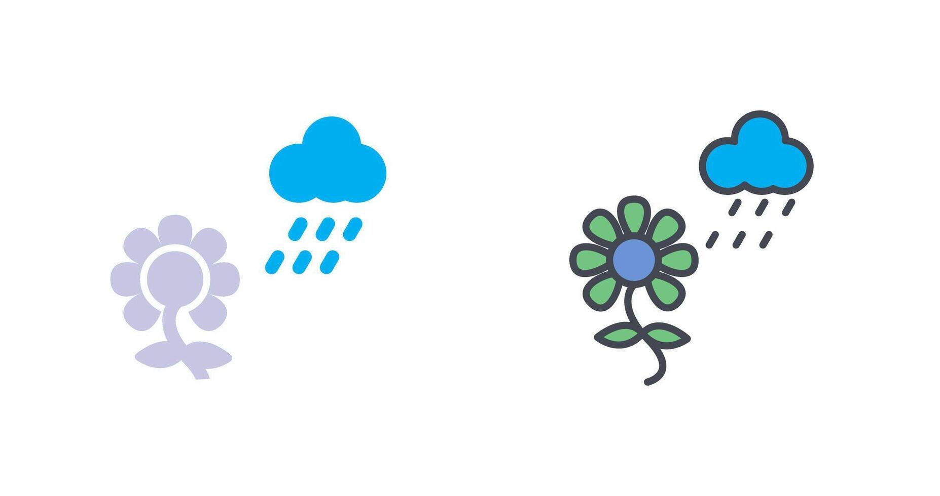 flor con lluvia icono diseño vector