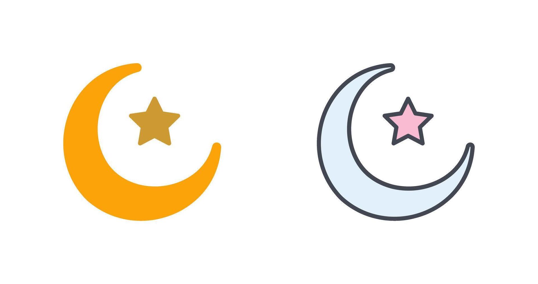 diseño de icono de luna y estrella vector