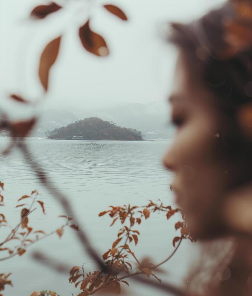 Mountain Overlooking Body of Water photo