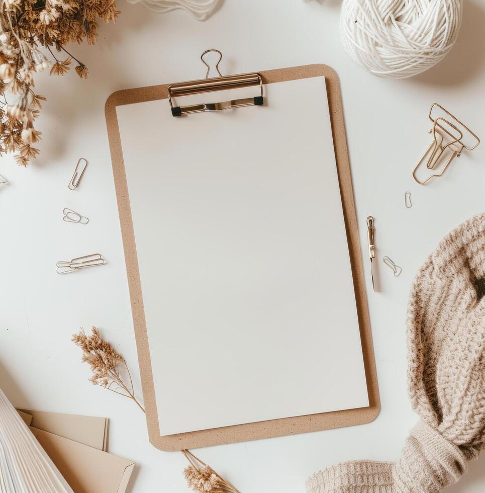 Clipboard With Blank Sheet of Paper photo