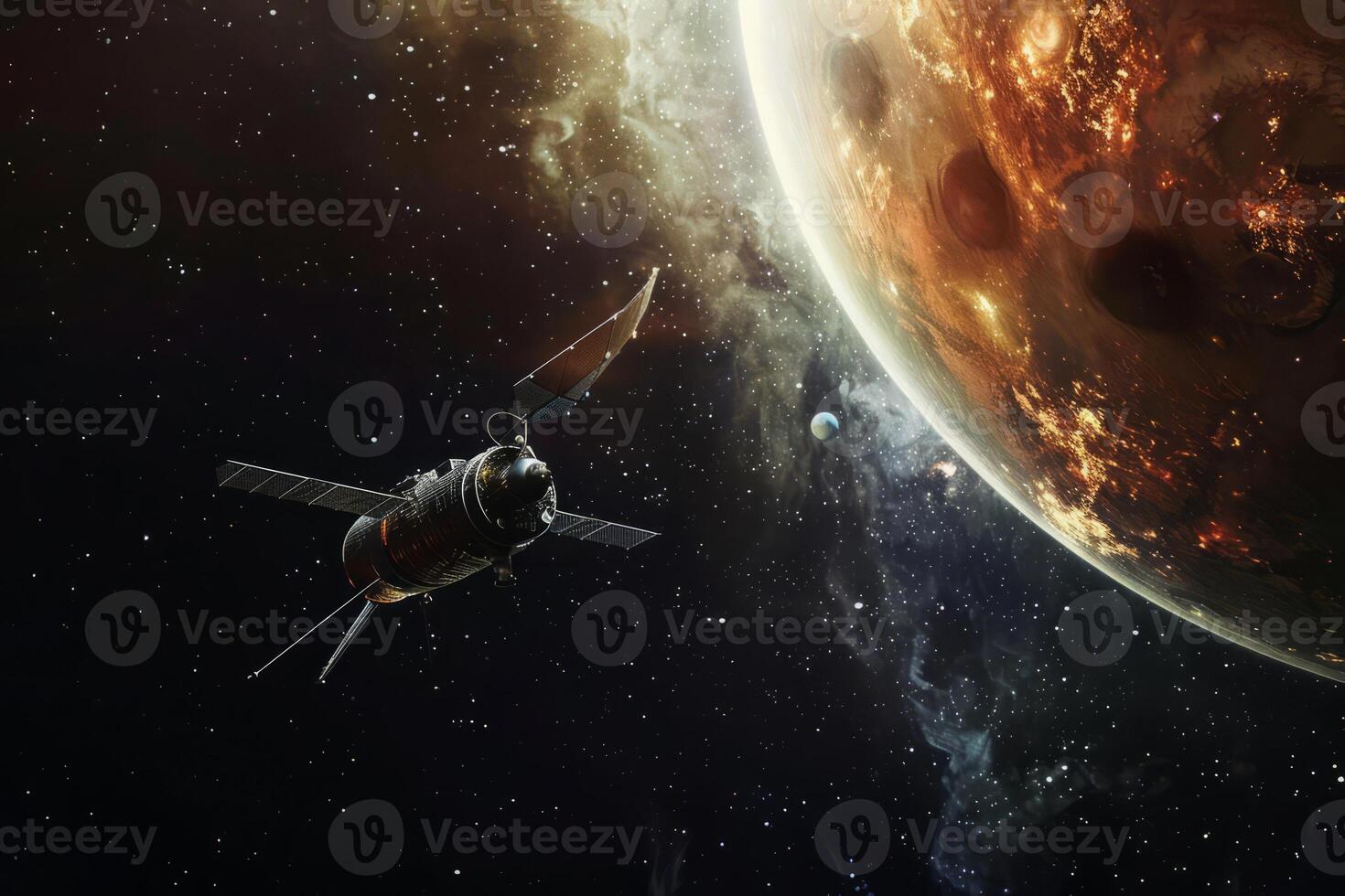 AI generated Autonomous Space Probe Near Planet in Outer Space photo
