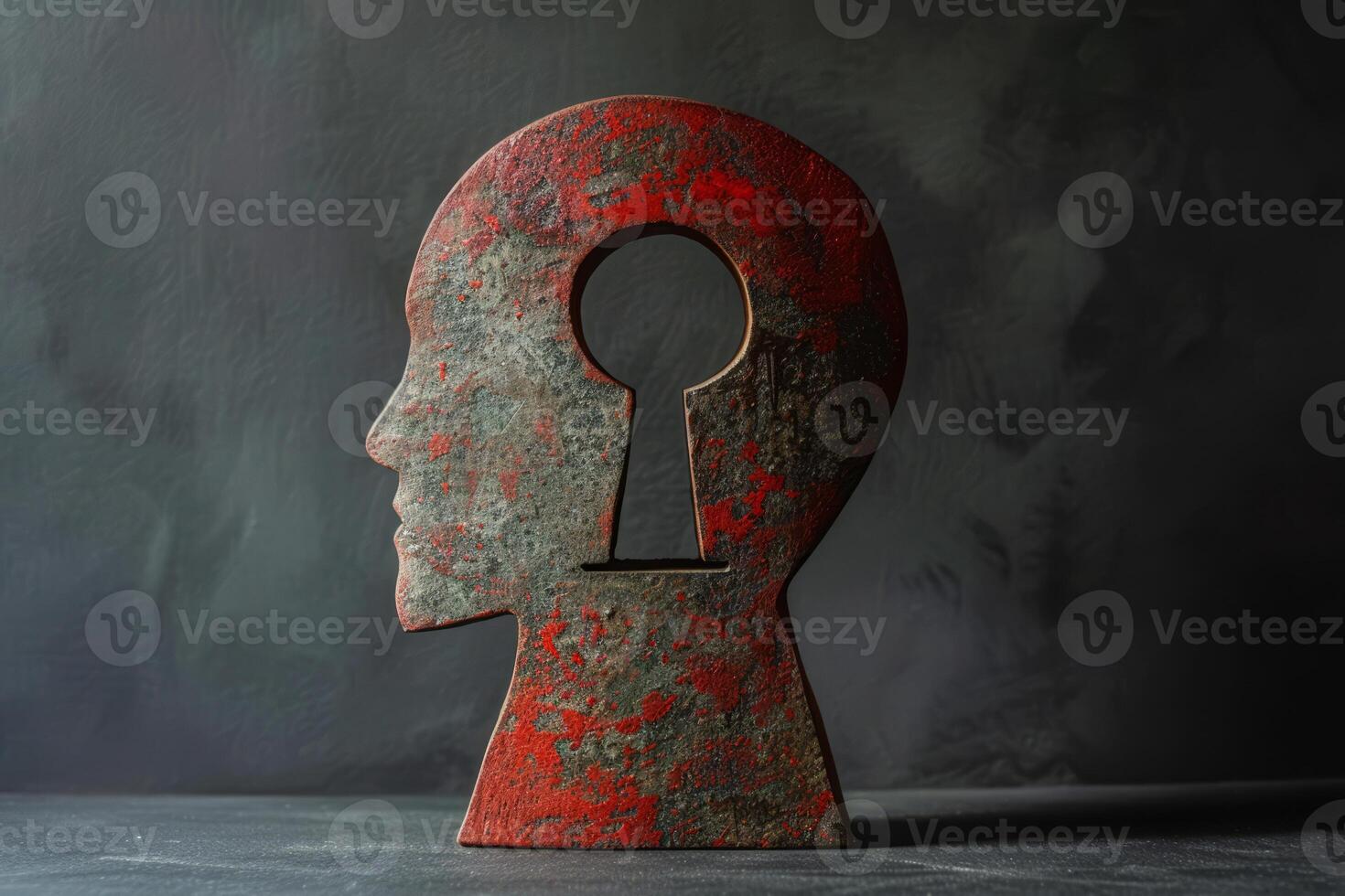 AI generated Keyhole silhouette inside human head photo