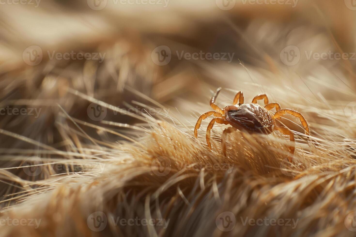 ai generado macro Disparo de garrapata adjunto a animal piel foto