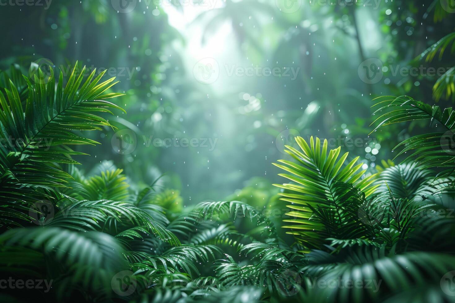 AI generated Tropical exotic leaves background. Rainforest landscape photo