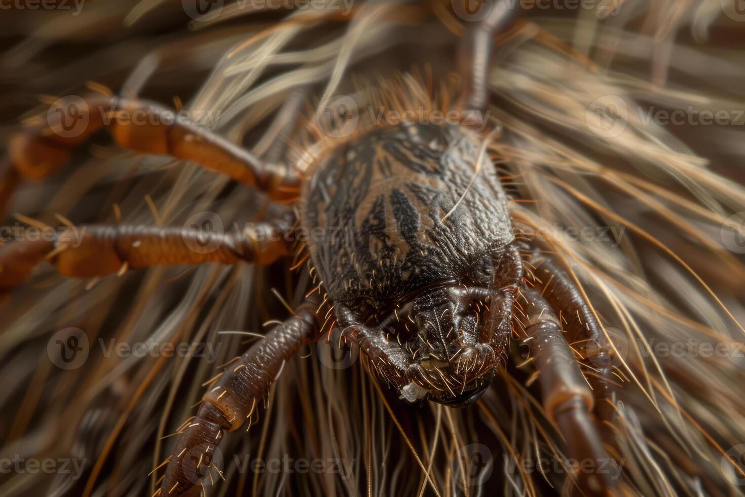 ai generado macro Disparo de garrapata adjunto a animal piel foto