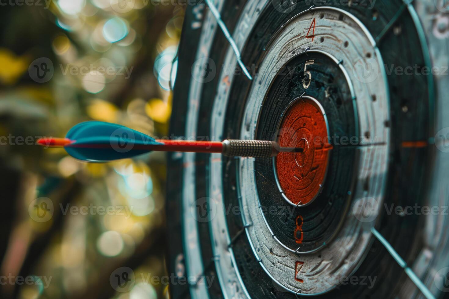 AI generated Dart Throw Strikes Bullseye on Traditional Dartboard photo