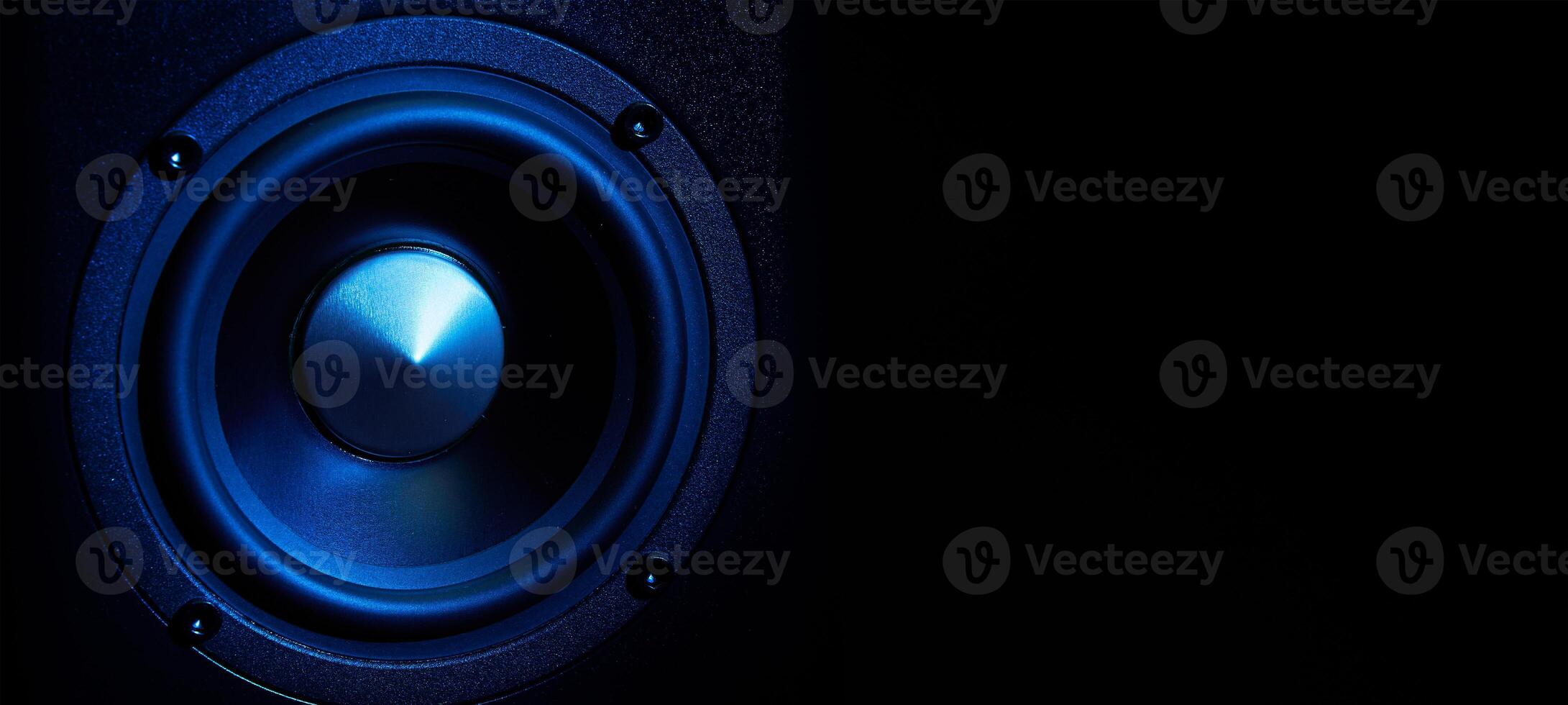 Multimedia acoustic sound speakers with blue neon lighting photo