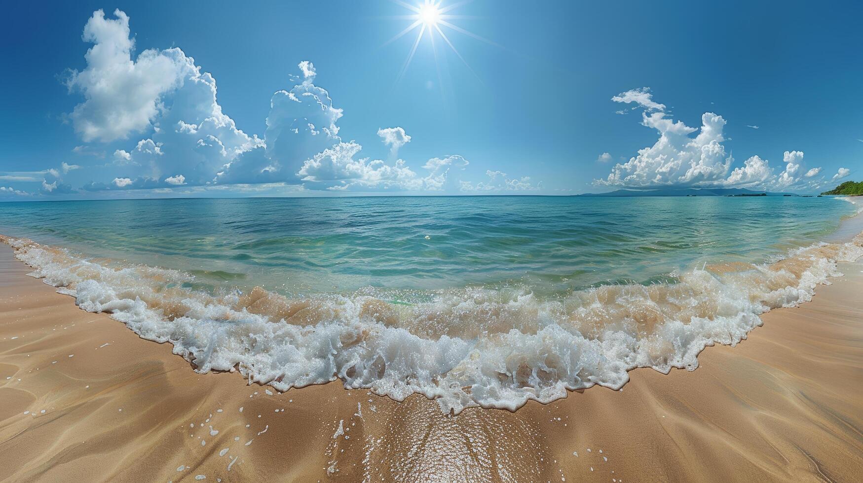 AI generated Beach With Waves Rolling In photo