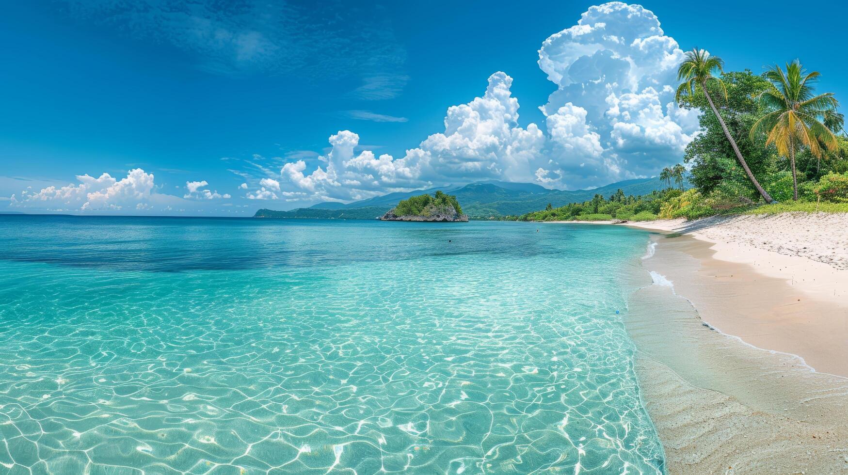 AI generated Beach With Waves Rolling In photo