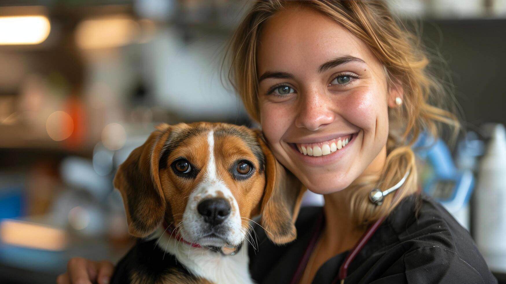 AI generated Woman Holding Dog in Her Arms photo