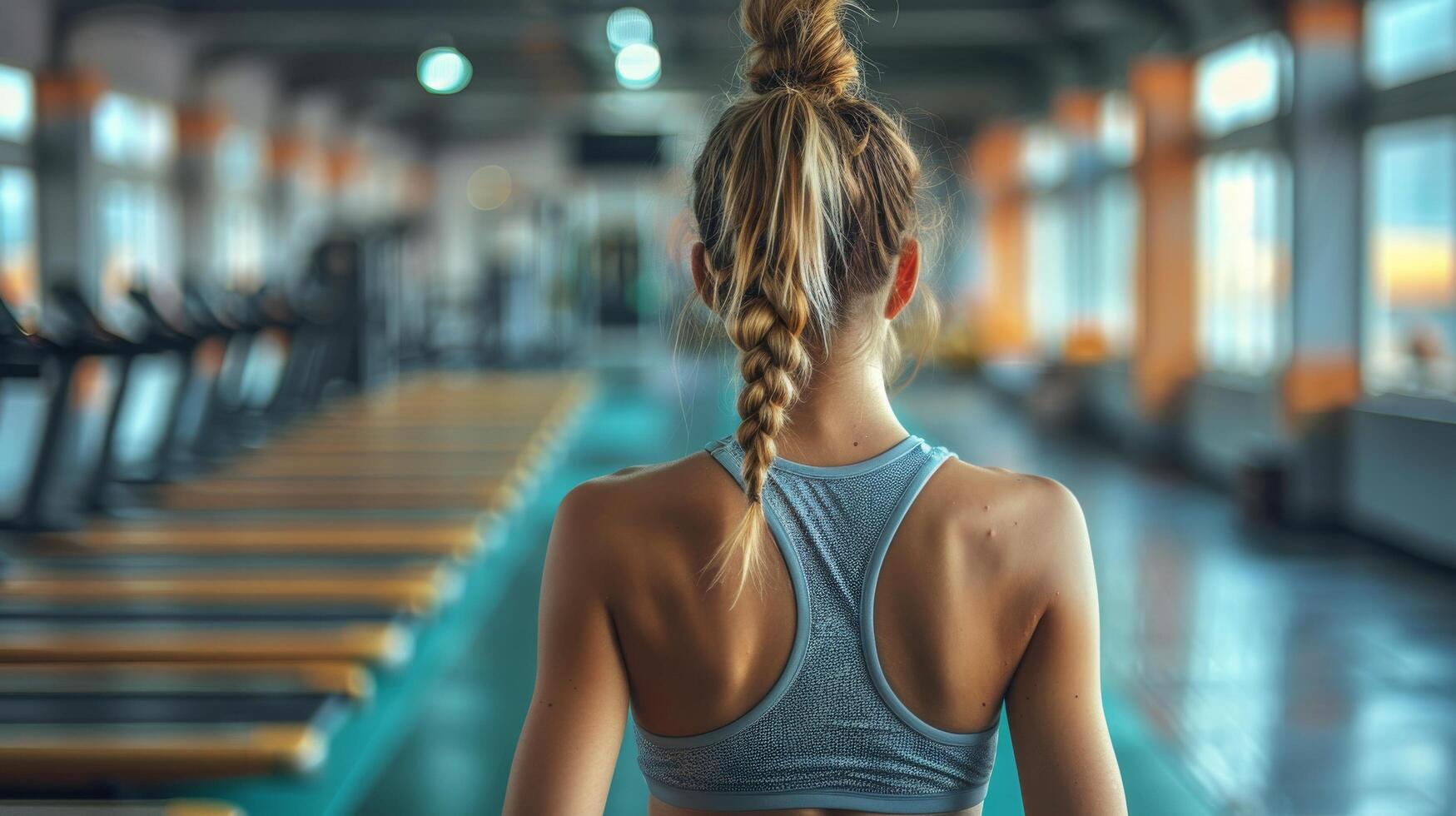 AI generated Woman With Ponytail Working Out in Gym photo