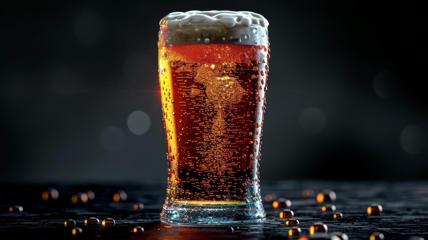 AI generated Glass of Beer on Table photo