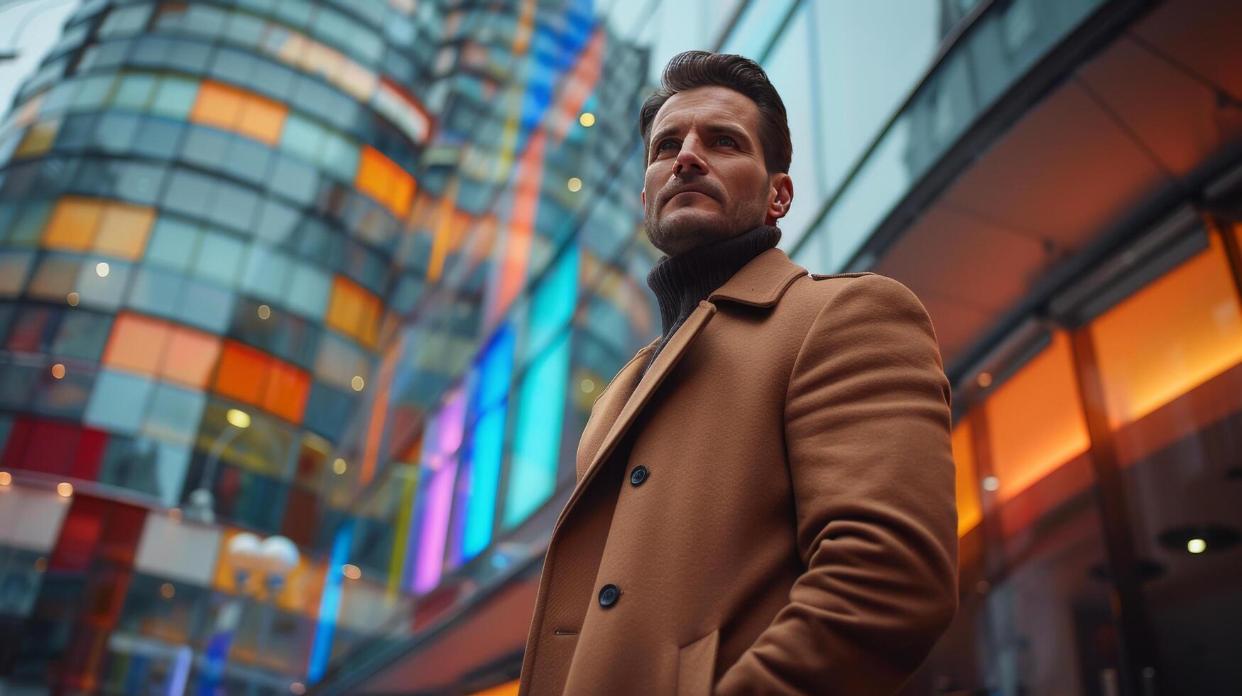 AI generated Man Standing in Front of Clothing Rack photo
