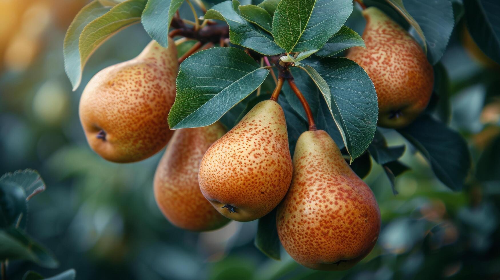 AI generated Group of Pears Hanging From Tree photo