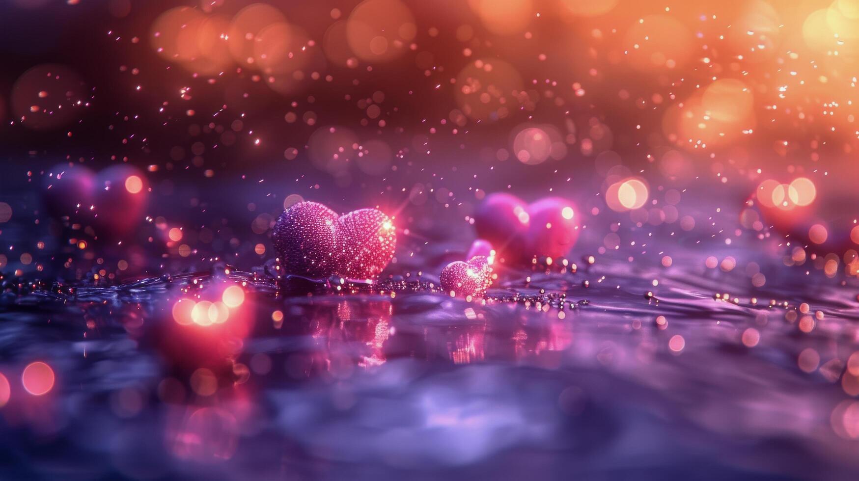 AI generated Pink Hearts on Table photo