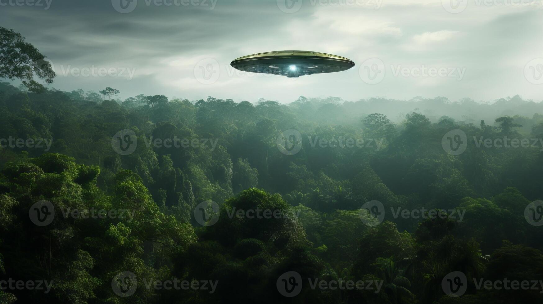 AI generated A uap sighting over a serene forest clearing. Generative AI photo