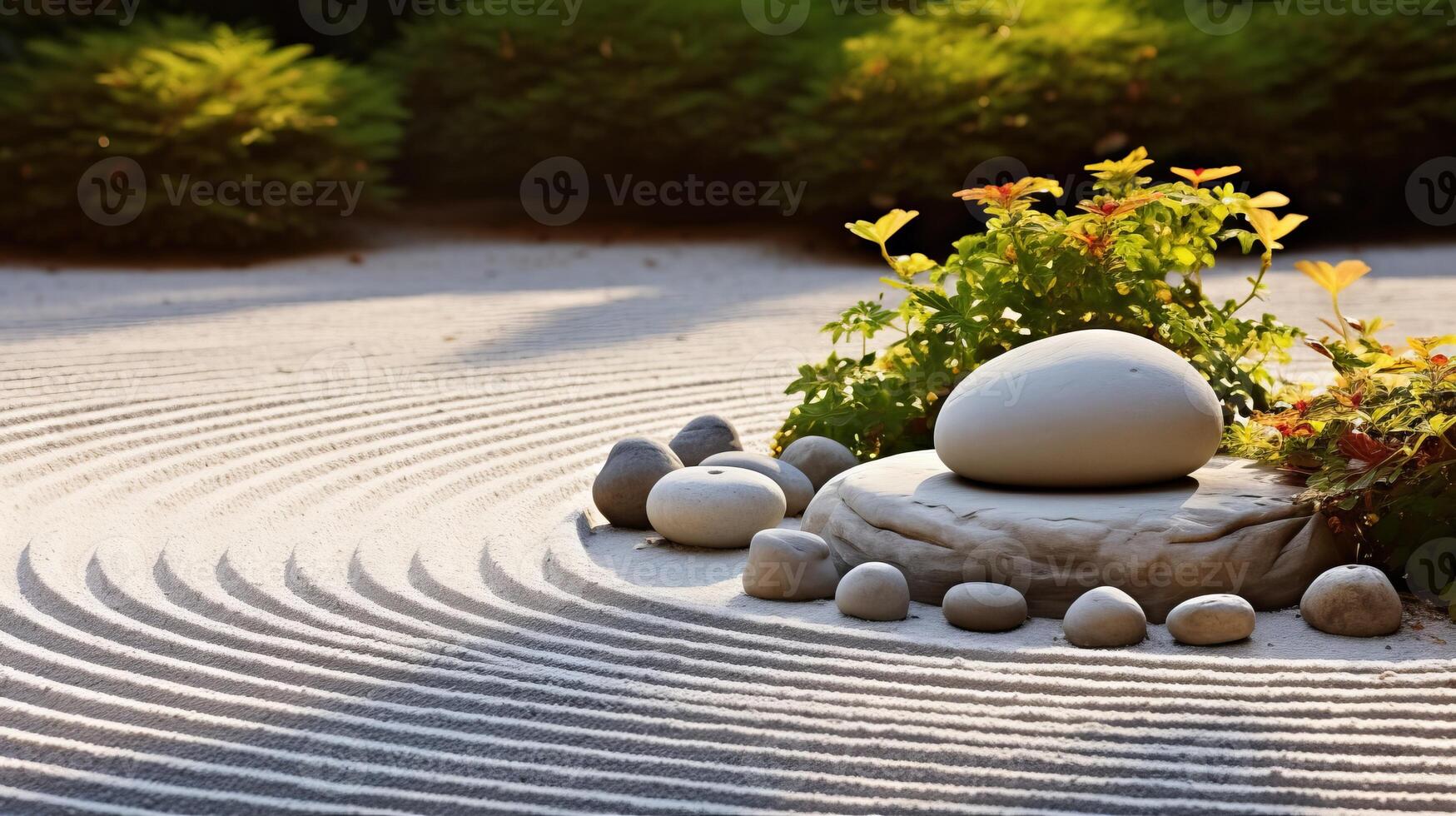 AI generated A zen garden with patterns symbolizing balance and harmony. Generative AI photo