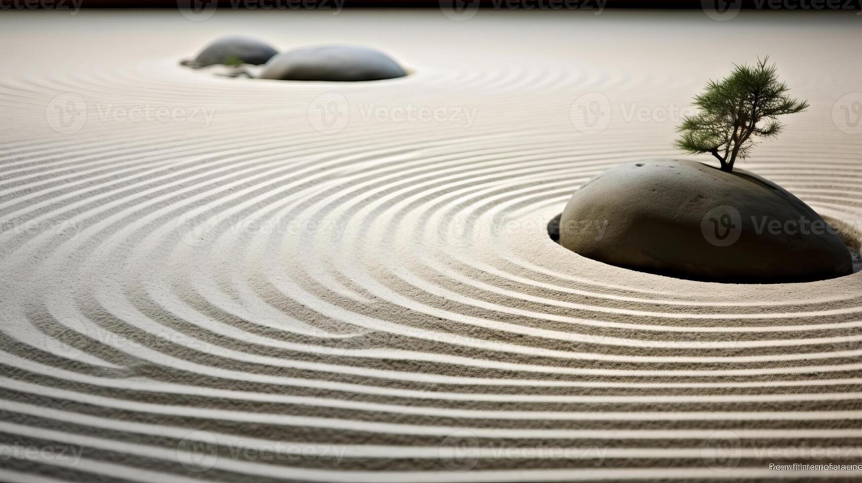 AI generated A zen garden with sand patterns symbolizing tranquility. Generative AI photo