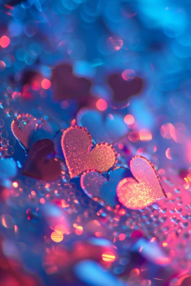 AI generated Pink Hearts Hanging From Tree photo