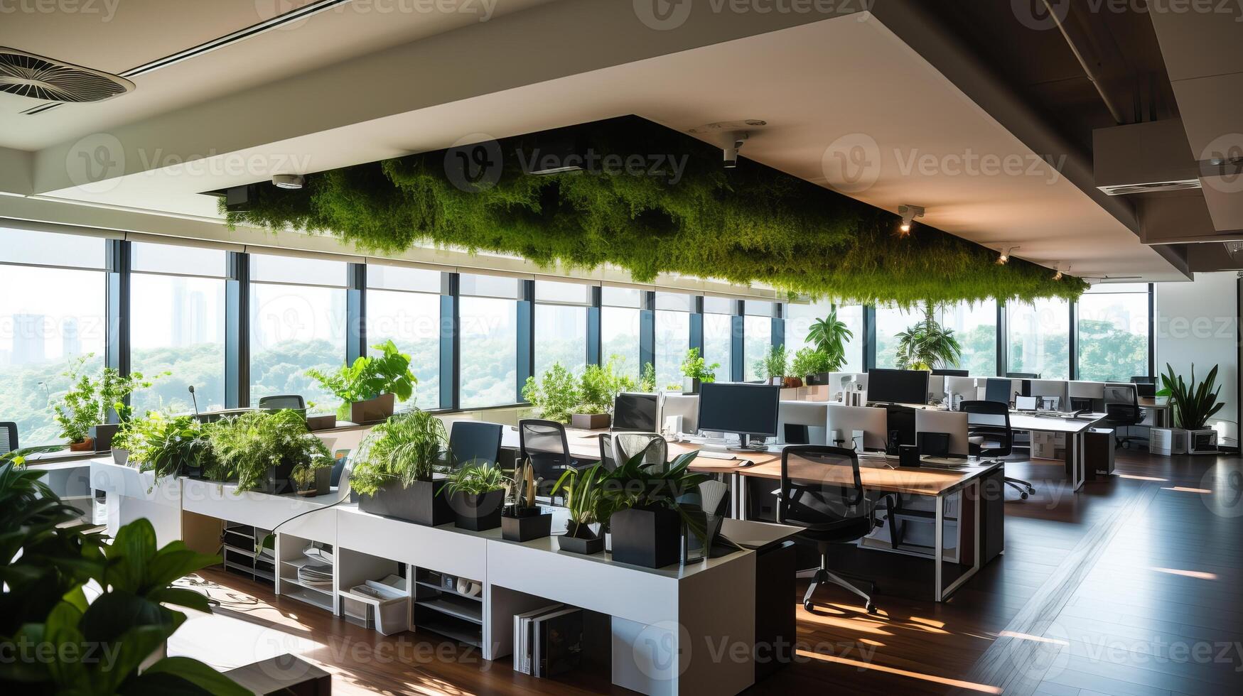 AI generated A corporate office with a sustainable and efficient layout. Generative AI photo